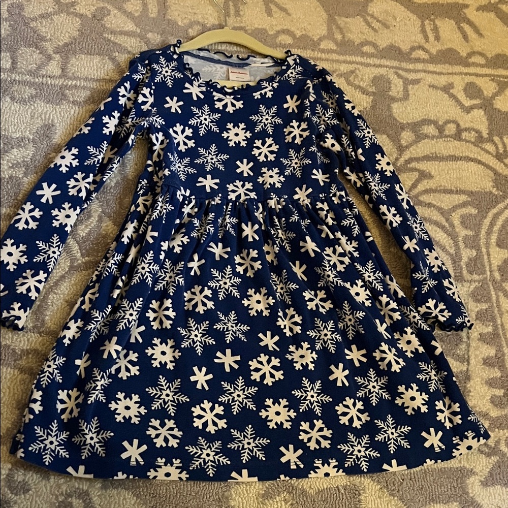 Hanna Andersson Navy & White Snowflake Long-Sleeve Dress